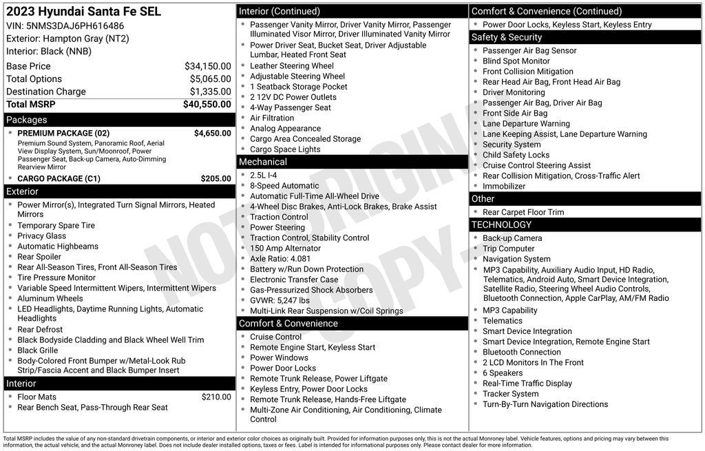Certified 2023 Hyundai Santa Fe SEL w/ Premium Package AWD/4WD image 16