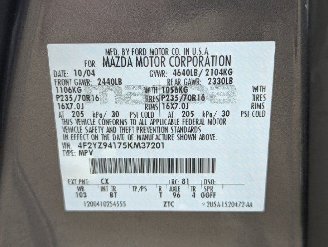 Used 2005 MAZDA Tribute s w/ Package 1 AWD/4WD image 19