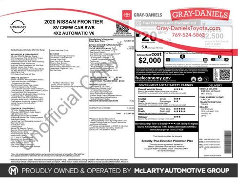 Used 2020 Nissan Frontier SV w/ Midnight Edition Floor Mats image 3