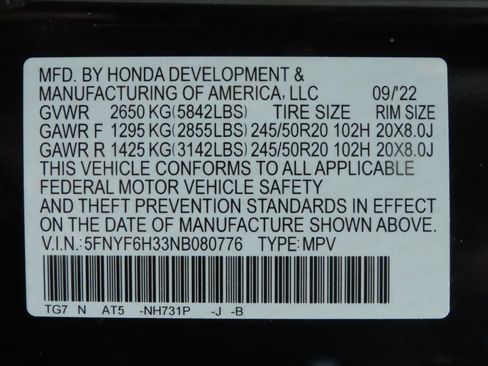 Used 2022 Honda Pilot Sport image 37