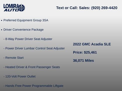 Used 2022 GMC Acadia SLE w/ LPO, Cargo Package AWD/4WD image 6