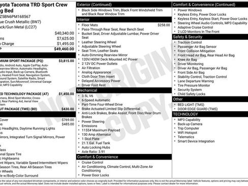 Used 2023 Toyota Tacoma TRD Sport w/ TRD Premium Sport Package AWD/4WD image 6