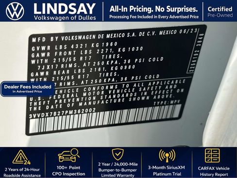 Certified 2023 Volkswagen Taos S w/ IQ Drive S Package FWD image 27