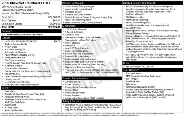 Used 2025 Chevrolet TrailBlazer LT AWD/4WD image 42