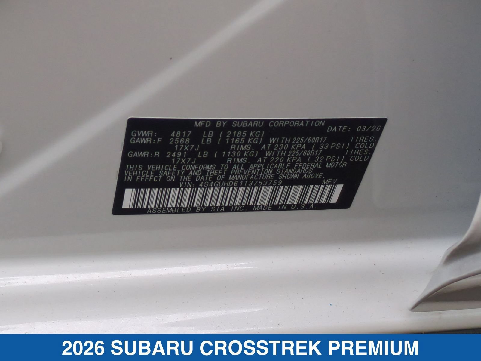 Certified 2026 Subaru Crosstrek 2.5i Premium AWD/4WD image 38