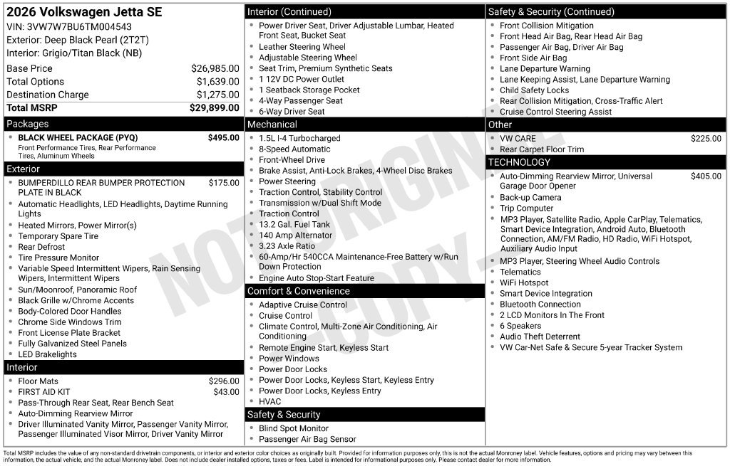 Certified 2026 Volkswagen Jetta SE w/ Black Wheel Package FWD image 33