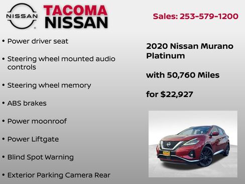 Used 2020 Nissan Murano Platinum w/ Cargo Package image 25