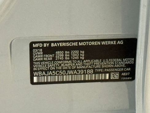 Used 2018 BMW 530i w/ Luxury Seating Package image 38