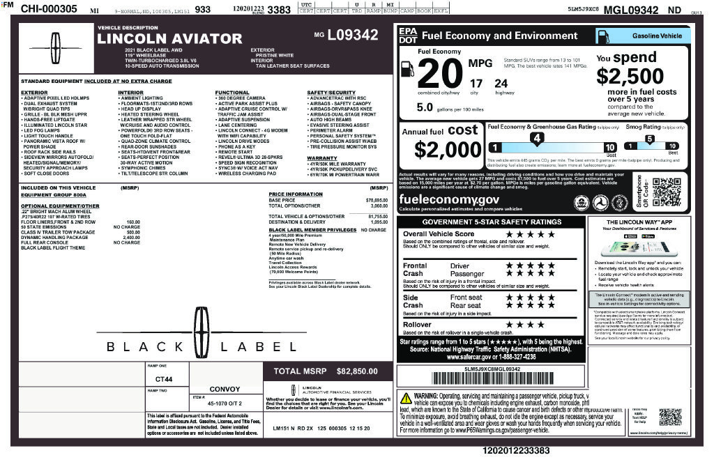 Used 2021 Lincoln Aviator Black Label w/ Dynamic Handling Package AWD/4WD image 40