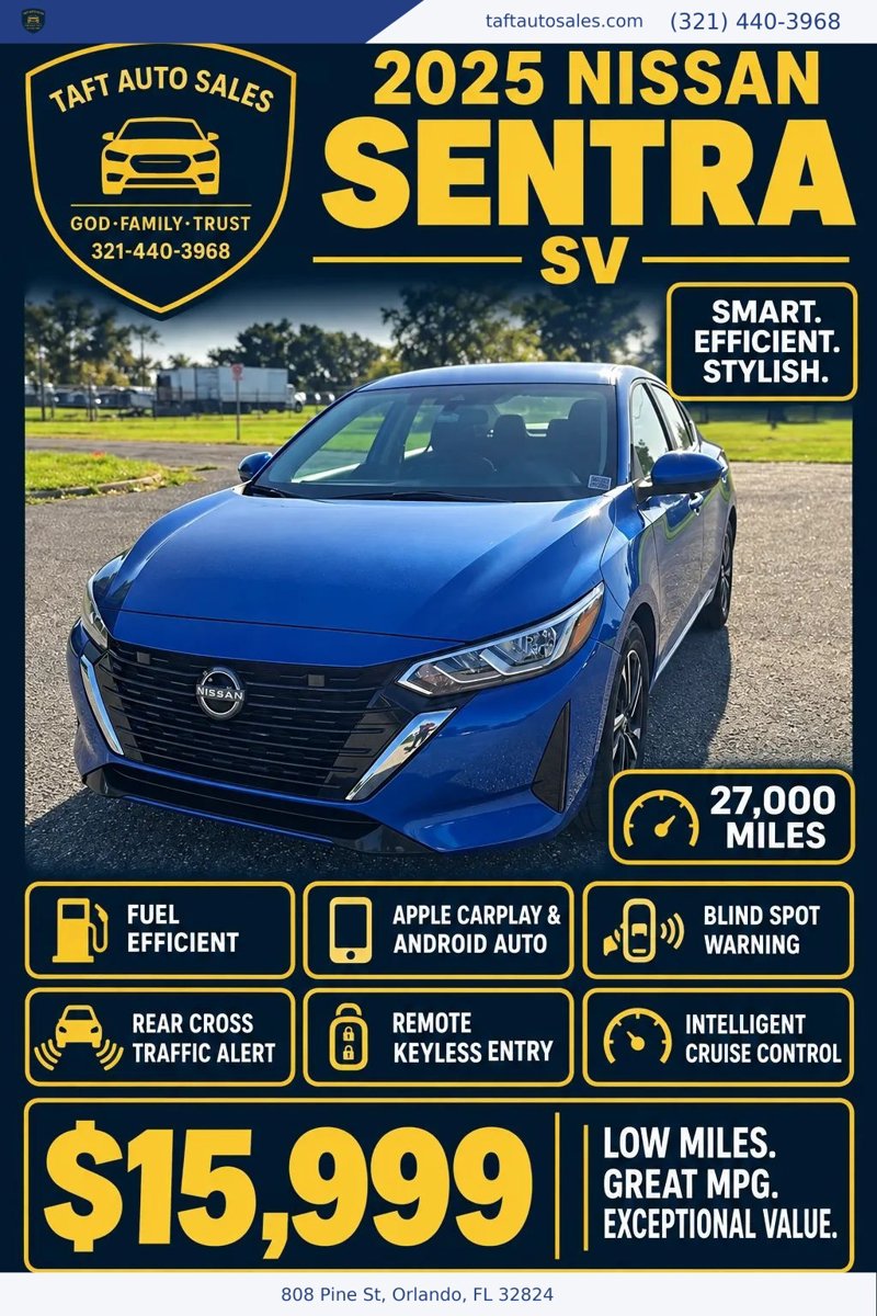 Used 2025 Nissan Sentra SV FWD image 1