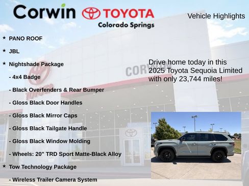 Used 2025 Toyota Sequoia Limited w/ Tow Technology Package AWD/4WD image 7