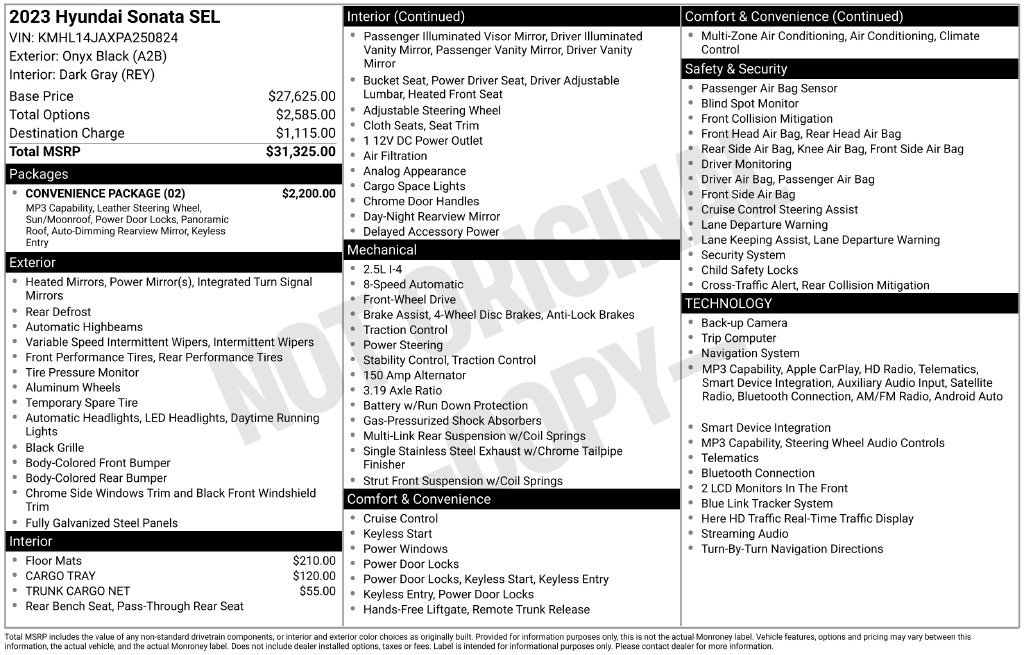 Certified 2023 Hyundai Sonata SEL w/ Convenience Package FWD image 3