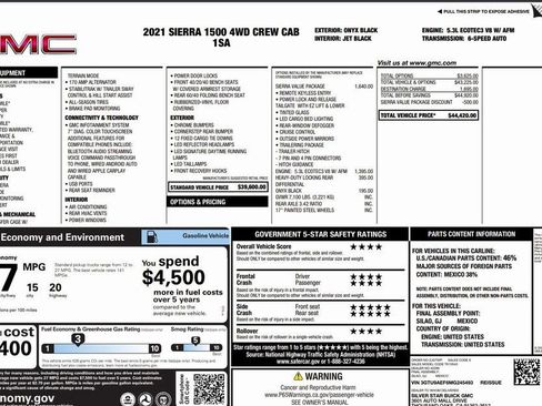 Used 2021 GMC Sierra 1500 4x4 Crew Cab w/ Sierra Value Package image 47