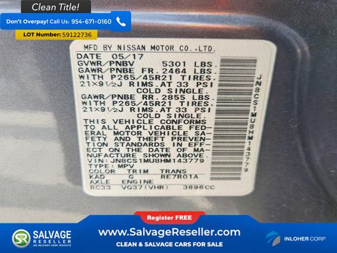 Used 2017 INFINITI QX70 2WD w/ Premium Package image 17