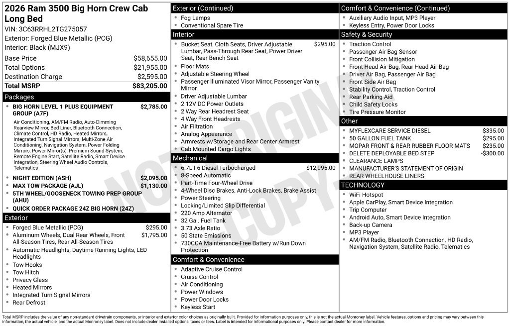 New 2026 RAM 3500 Big Horn AWD/4WD image 9