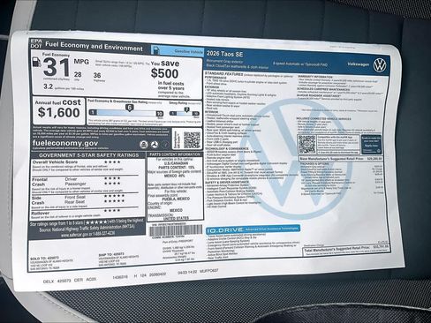 New 2026 Volkswagen Taos SE FWD image 21