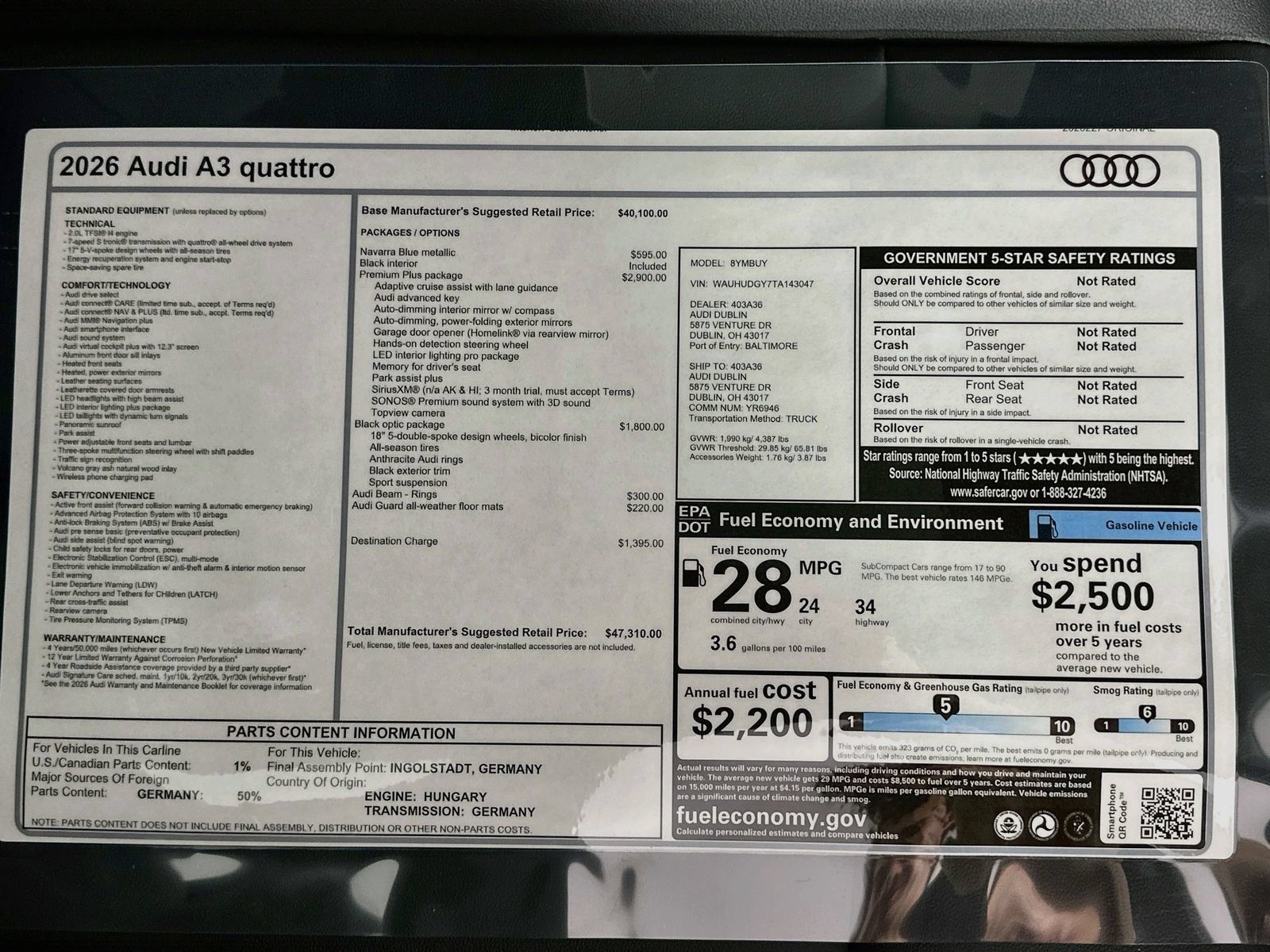 New 2026 Audi A3 2.0T Premium Plus AWD/4WD image 46