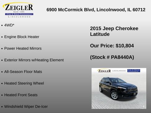 Used 2015 Jeep Cherokee Latitude w/ Cold Weather Group AWD/4WD image 12
