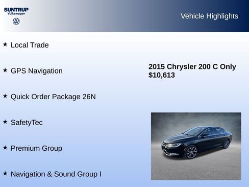 Used 2015 Chrysler 200 C w/ Navigation & Sound Group I image 8