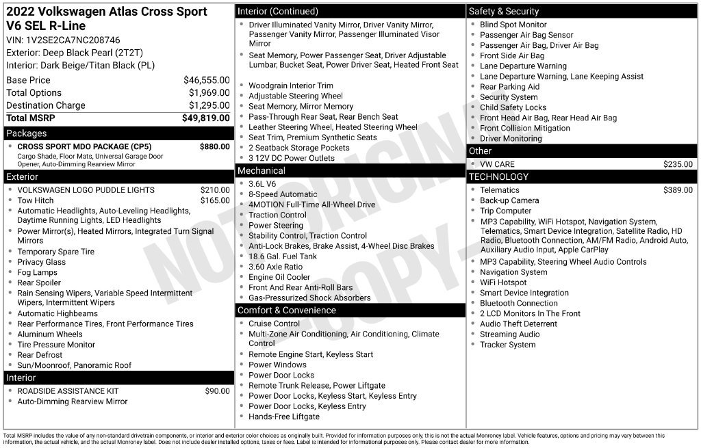 Used 2022 Volkswagen Atlas Cross Sport SEL R-Line w/ Cross Sport MDO Package AWD/4WD image 41