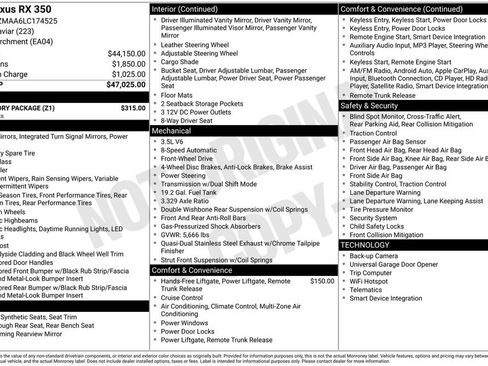 Used 2020 Lexus RX 350 FWD w/ Accessory Package image 13
