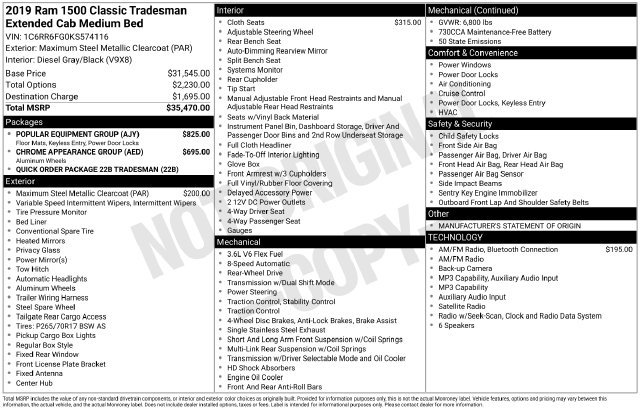 Used 2019 RAM 1500 Tradesman w/ Popular Equipment Group RWD image 64