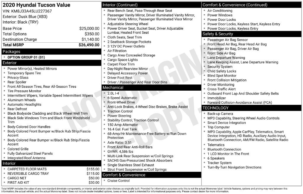 Used 2020 Hyundai Tucson Value FWD image 1