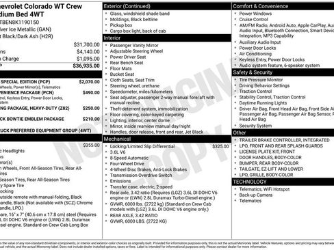 Certified 2019 Chevrolet Colorado W/T w/ Custom Special Edition AWD/4WD image 34