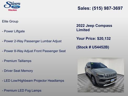 Used 2022 Jeep Compass Limited w/ Elite Group AWD/4WD image 16