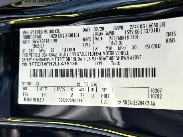 Certified 2020 Ford Ranger XLT w/ Equipment Group 302A Luxury AWD/4WD image 38