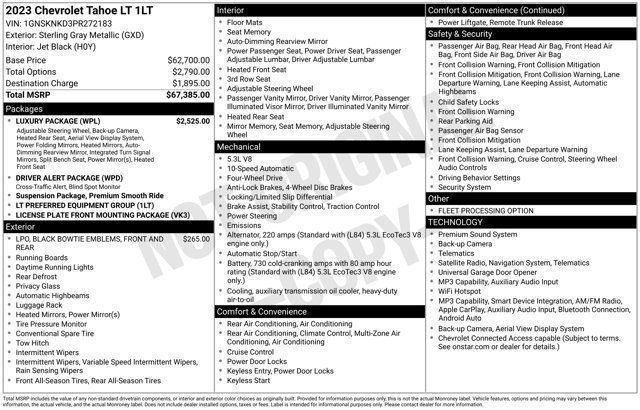 Used 2023 Chevrolet Tahoe LT w/ Luxury Package AWD/4WD image 2