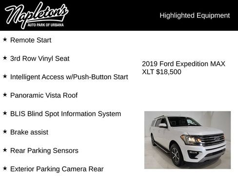 Used 2019 Ford Expedition Max XLT w/ Equipment Group 202A AWD/4WD image 16