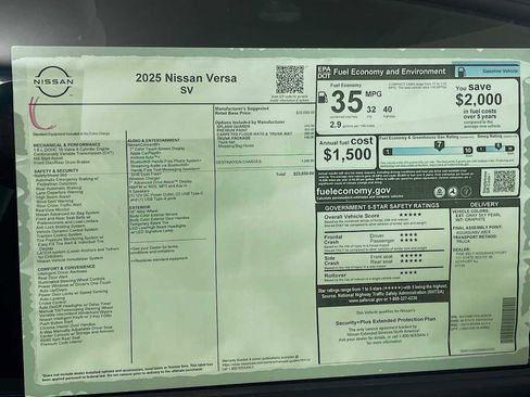 New 2025 Nissan Versa SV w/ Trunk Package image 6