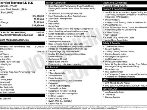 Used 2020 Chevrolet Traverse LS w/ LPO, Black Accent Package AWD/4WD image 3