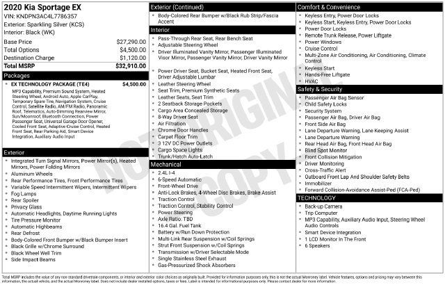 Used 2020 Kia Sportage EX w/ EX Technology Package FWD image 41