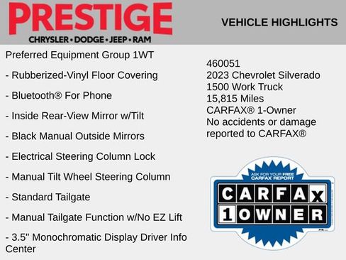 Used 2023 Chevrolet Silverado 1500 W/T w/ WT Value Package image 4