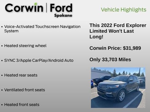 Used 2022 Ford Explorer Limited w/ Class IV Trailer Tow Package AWD/4WD image 12
