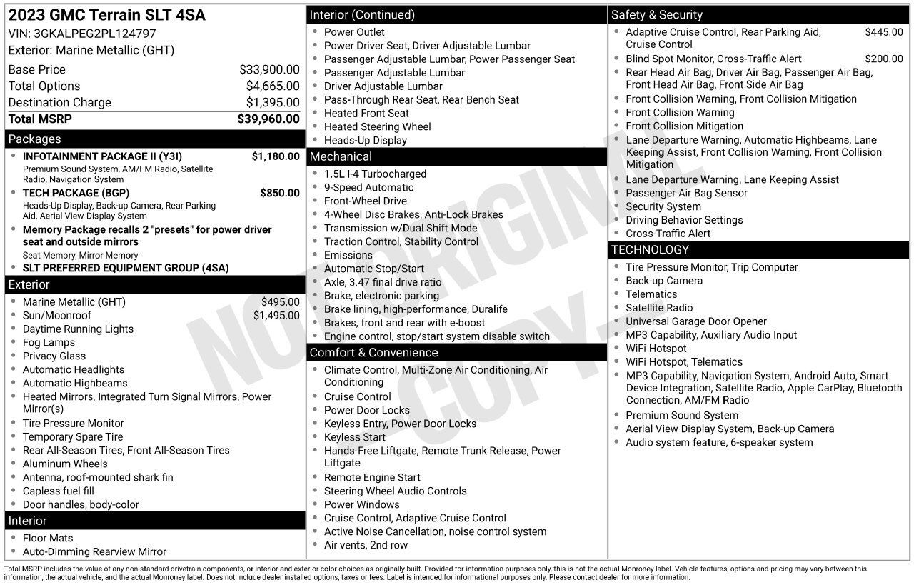 Used 2023 GMC Terrain SLT w/ Infotainment Package II FWD image 37