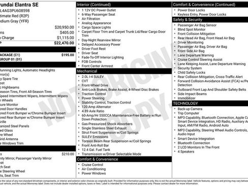 Used 2023 Hyundai Elantra SE w/ Cargo Package FWD image 17