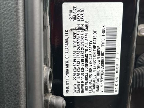 Used 2019 Honda Ridgeline RTL-T image 21