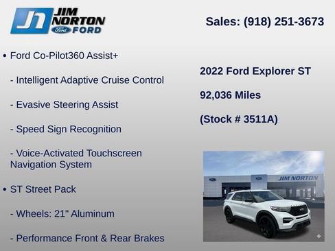 Used 2022 Ford Explorer ST w/ Equipment Group 401A AWD/4WD image 21