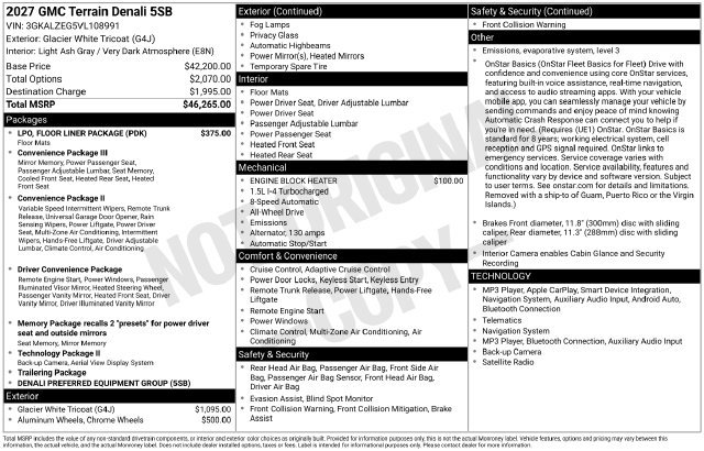 New 2027 GMC Terrain Denali w/ LPO, Floor Liner Package AWD/4WD image 32
