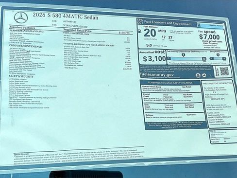 New 2026 Mercedes-Benz S 580 4MATIC Sedan image 17