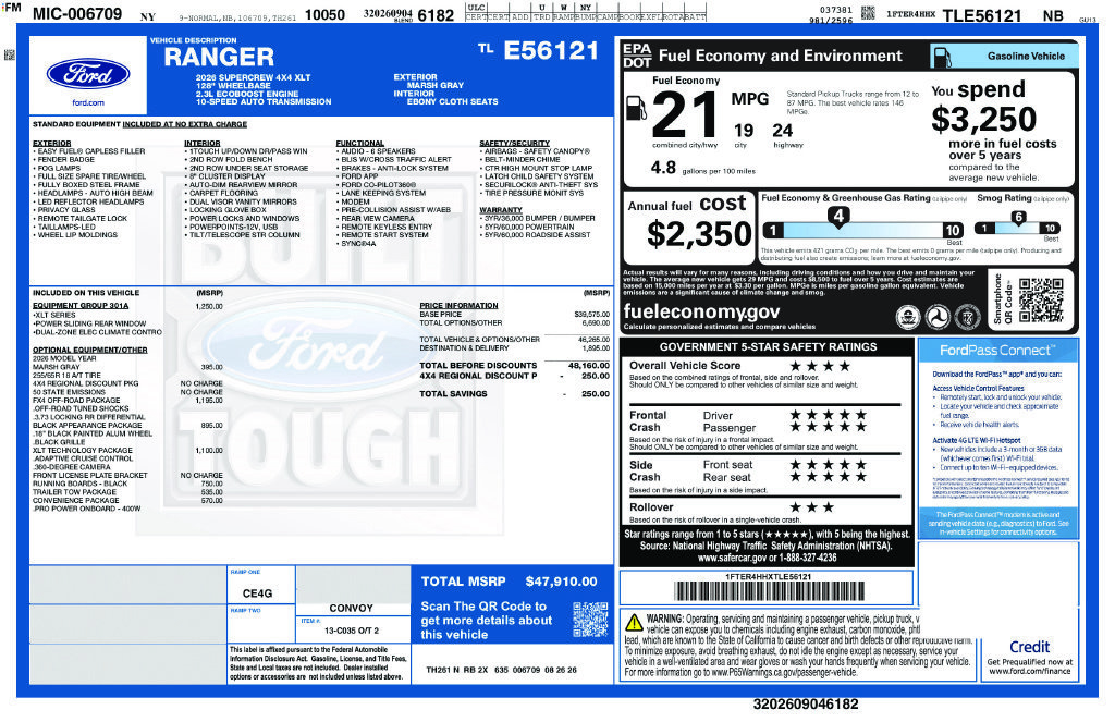 New 2026 Ford Ranger XLT w/ Equipment Group 301A High AWD/4WD image 6