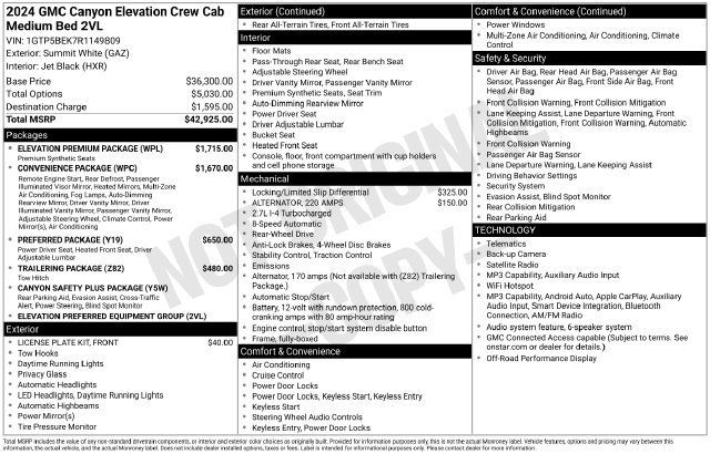 Used 2024 GMC Canyon Elevation w/ Elevation Premium Package RWD image 26
