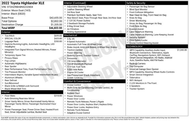 Used 2022 Toyota Highlander XLE AWD/4WD image 3