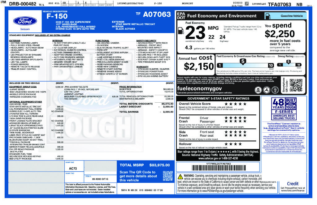 Certified 2026 Ford F150 Lariat w/ Equipment Group 502A High AWD/4WD image 55