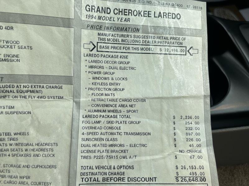 Used 1994 Jeep Grand Cherokee Laredo AWD/4WD image 50