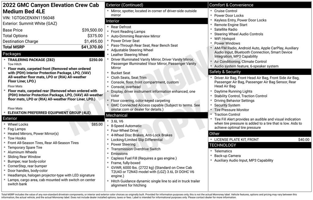 Used 2022 GMC Canyon Elevation w/ Trailering Package AWD/4WD image 37