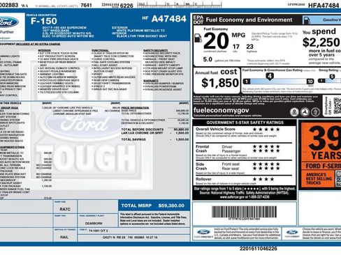Used 2017 Ford F150 Lariat w/ Equipment Group 502A Luxury AWD/4WD image 1